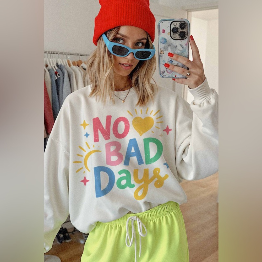 No Bad Days Oversized Graphic Sweatshirt